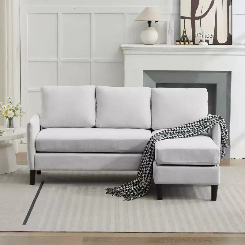 Ensemble de canapé d'angle réversible de luxe Hyleory - Tissu en mélange de lin, design modulaire gauche/droite, cadre robuste pour salon et studio.