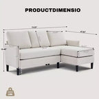 Ensemble de canapé d'angle réversible de luxe Hyleory - Tissu en mélange de lin, design modulaire gauche/droite, cadre robuste pour salon et studio.