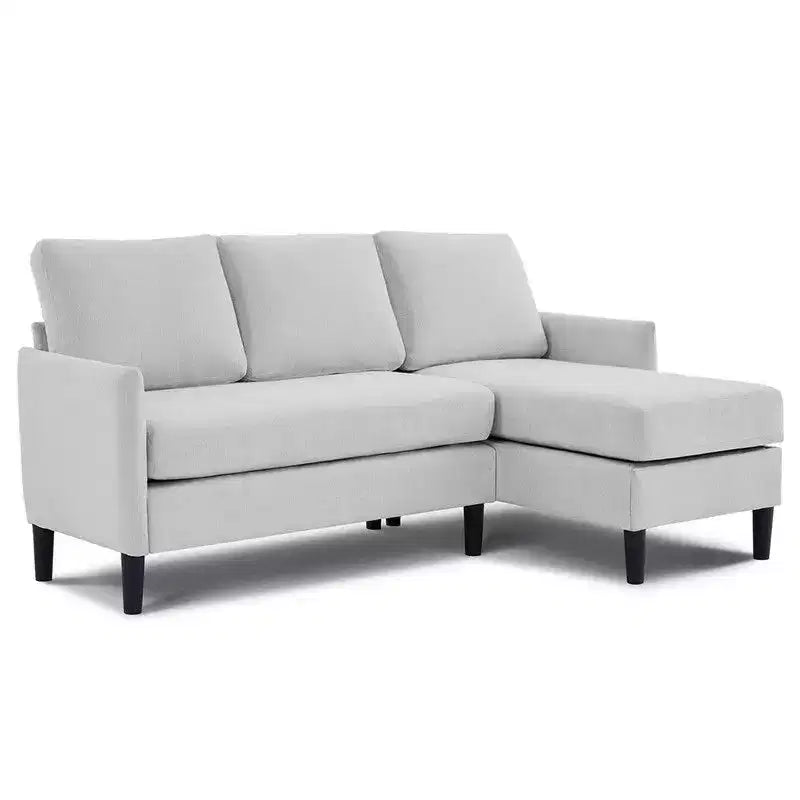 Ensemble de canapé d'angle réversible de luxe Hyleory - Tissu en mélange de lin, design modulaire gauche/droite, cadre robuste pour salon et studio.