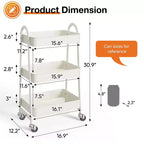 Chariot de rangement utilitaire en métal à 3 niveaux, petit chariot roulant pour la cuisine, la salle de bain, la buanderie, le bar, les étagères de bureau