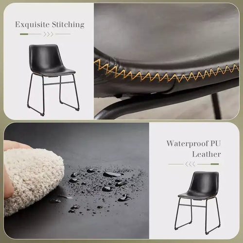 Tabourets de bar industriels sans accoudoirs en similicuir avec pieds et repose-pieds en métal, chaises de salle à manger pour îlot de cuisine ou bureau à domicile