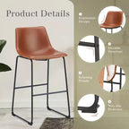 Tabourets de bar industriels sans accoudoirs en similicuir avec pieds et repose-pieds en métal, chaises de salle à manger pour îlot de cuisine ou bureau à domicile