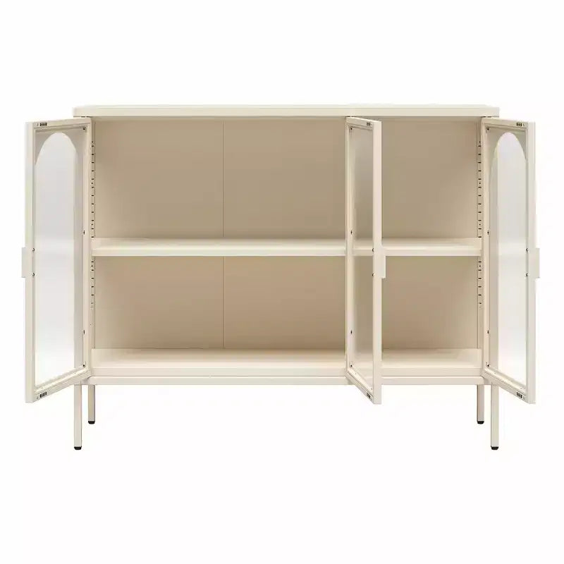 Meuble d'appoint en métal CosmoLiving by Cosmopolitan Chloe avec 3 portes vitrées arquées