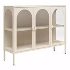 Meuble d'appoint en métal CosmoLiving by Cosmopolitan Chloe avec 3 portes vitrées arquées