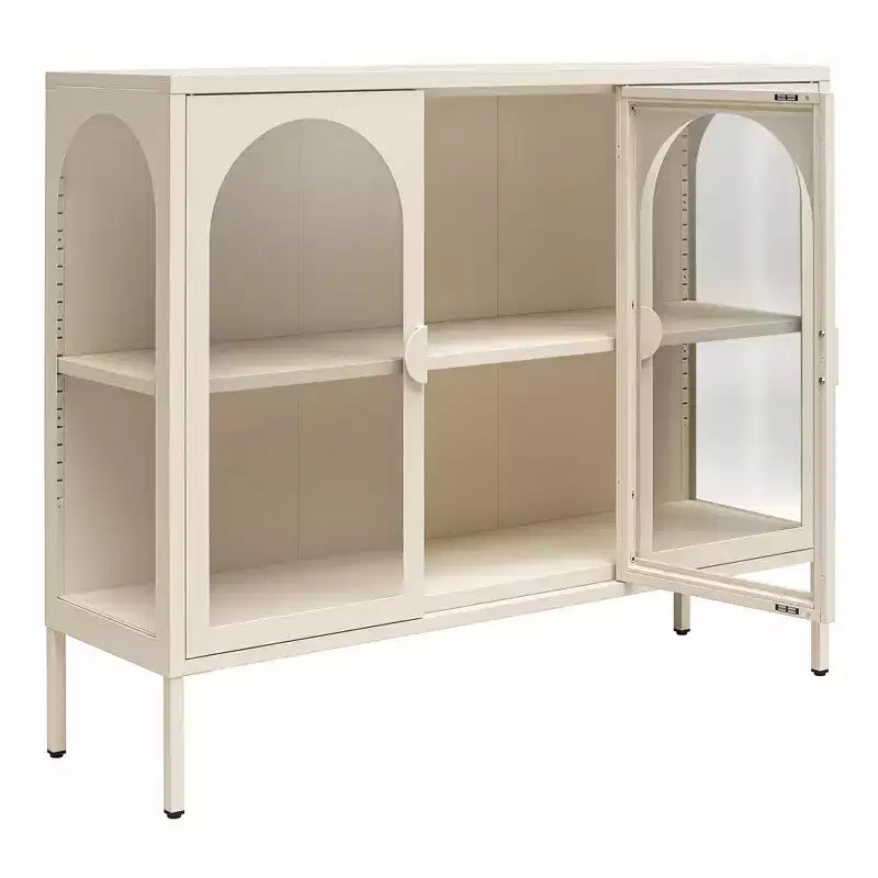 Meuble d'appoint en métal CosmoLiving by Cosmopolitan Chloe avec 3 portes vitrées arquées