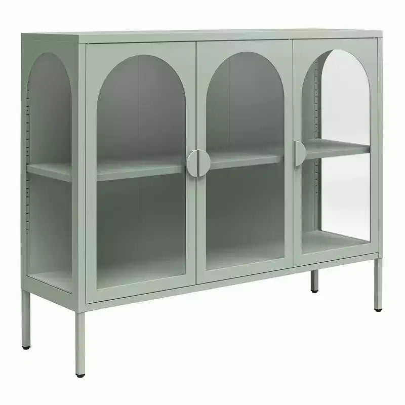 Meuble d'appoint en métal CosmoLiving by Cosmopolitan Chloe avec 3 portes vitrées arquées