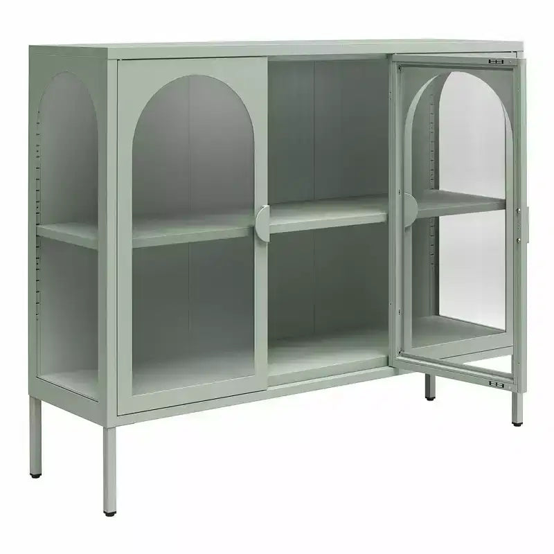 Meuble d'appoint en métal CosmoLiving by Cosmopolitan Chloe avec 3 portes vitrées arquées
