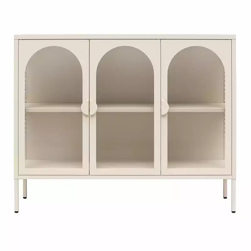 Meuble d'appoint en métal CosmoLiving by Cosmopolitan Chloe avec 3 portes vitrées arquées