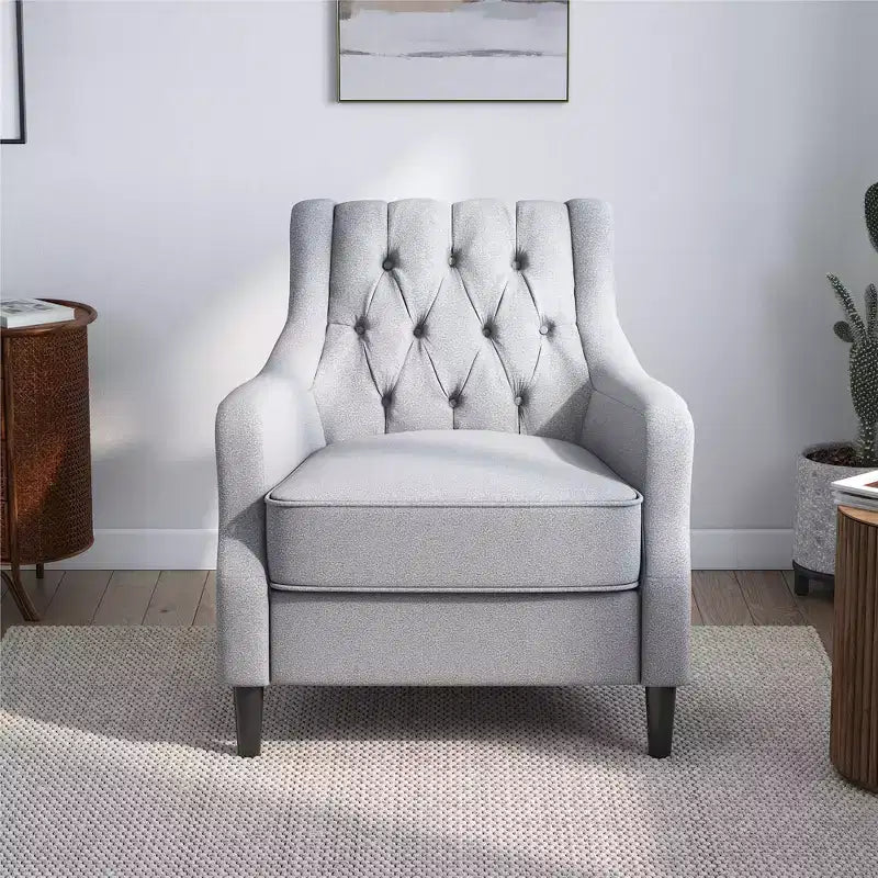 Chaise d'appoint rembourrée DHP Lannon, Lin gris clair
