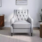 Chaise d'appoint rembourrée DHP Lannon, Lin gris clair