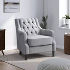 Chaise d'appoint rembourrée DHP Lannon, Lin gris clair