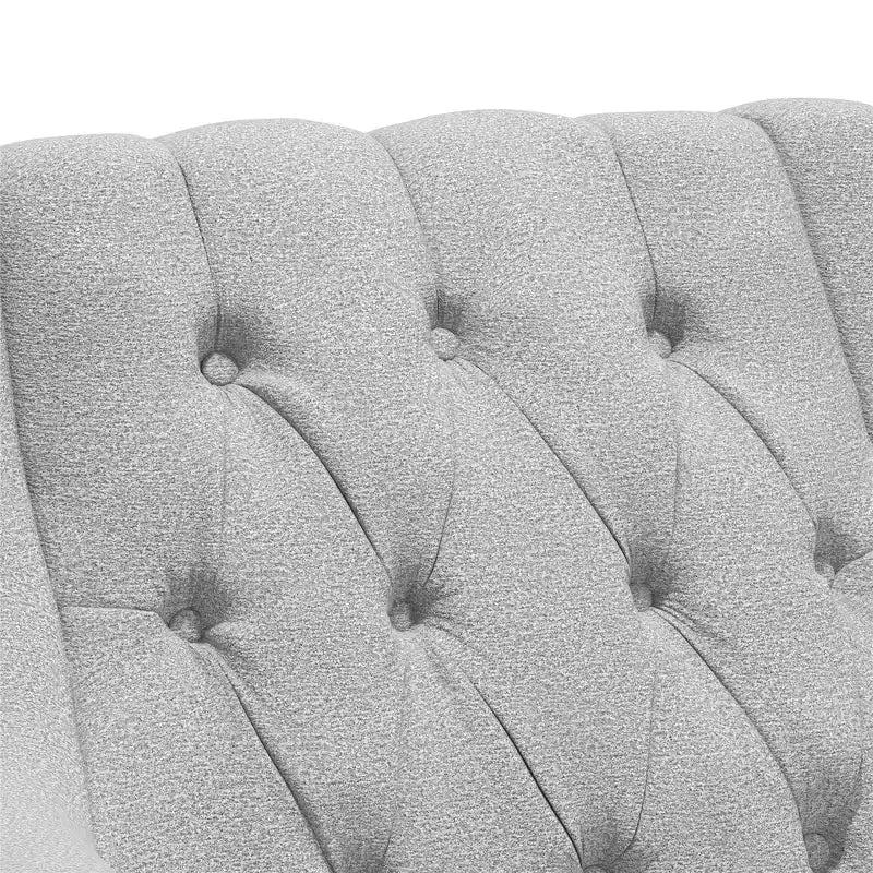 Chaise d'appoint rembourrée DHP Lannon, Lin gris clair
