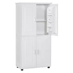 Meuble de rangement haut et large de style minimaliste Whisen, meuble autonome avec 4 portes et étagères réglables pour salle de bain, bureau - Blanc