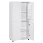 Meuble de rangement haut et large de style minimaliste Whisen, meuble autonome avec 4 portes et étagères réglables pour salle de bain, bureau - Blanc