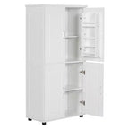 Meuble de rangement haut et large de style minimaliste Whisen, meuble autonome avec 4 portes et étagères réglables pour salle de bain, bureau - Blanc
