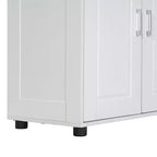Meuble de rangement haut et large de style minimaliste Whisen, meuble autonome avec 4 portes et étagères réglables pour salle de bain, bureau - Blanc