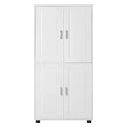 Meuble de rangement haut et large de style minimaliste Whisen, meuble autonome avec 4 portes et étagères réglables pour salle de bain, bureau - Blanc