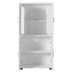 Meuble de rangement haut et large de style minimaliste Whisen, meuble autonome avec 4 portes et étagères réglables pour salle de bain, bureau - Blanc
