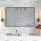 40x30 Glossy Black Bathroom Mirror: Modern, Rectangular, Farmhouse Style, Horizontal/Vertical