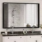 Miroir de salle de bain noir brillant 40x30 : moderne, rectangulaire, style ferme, horizontal/vertical