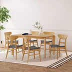 Ensemble de salle à manger 7 pièces en bois et tissu Amesbury Christopher Knight Home