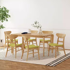 Ensemble de salle à manger 7 pièces en bois et tissu Amesbury Christopher Knight Home