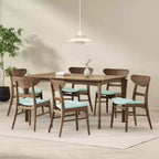 Ensemble de salle à manger 7 pièces en bois et tissu Amesbury Christopher Knight Home