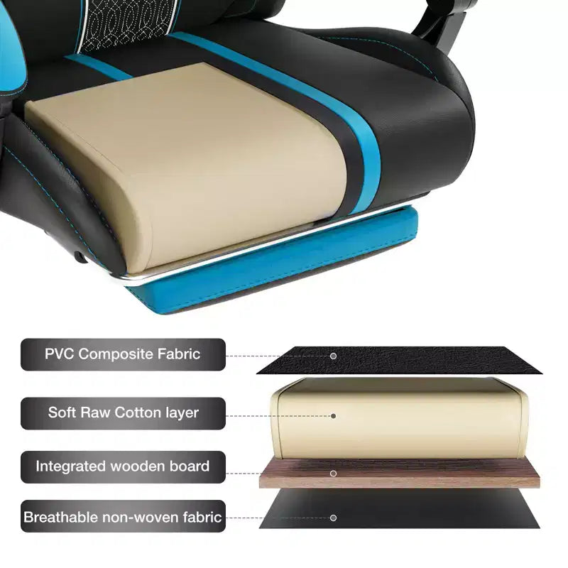 Fauteuil de massage et de jeu extra-large Hoffree, Fauteuil de bureau ergonomique pour PC avec repose-pieds et réglable