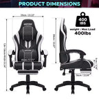 Fauteuil de massage et de jeu extra-large Hoffree, Fauteuil de bureau ergonomique pour PC avec repose-pieds et réglable