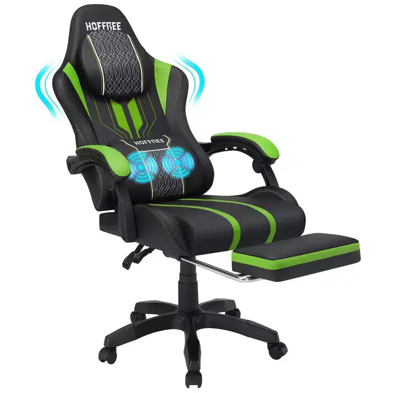 Fauteuil de massage et de jeu extra-large Hoffree, Fauteuil de bureau ergonomique pour PC avec repose-pieds et réglable