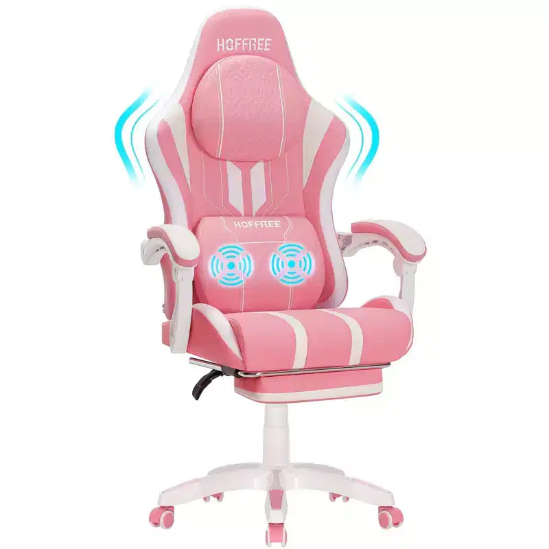 Fauteuil de massage et de jeu extra-large Hoffree, Fauteuil de bureau ergonomique pour PC avec repose-pieds et réglable