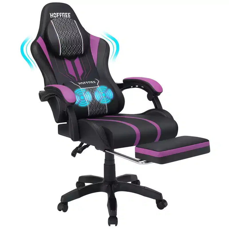 Fauteuil de massage et de jeu extra-large Hoffree, Fauteuil de bureau ergonomique pour PC avec repose-pieds et réglable