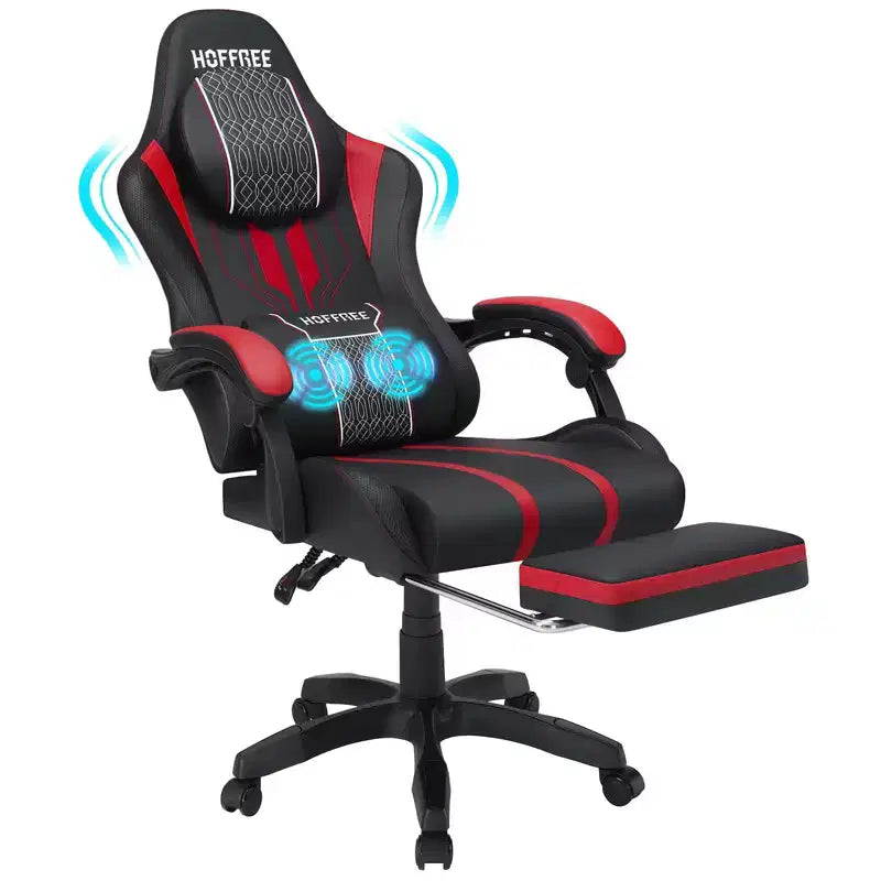 Fauteuil de massage et de jeu extra-large Hoffree, Fauteuil de bureau ergonomique pour PC avec repose-pieds et réglable