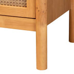 Baxton Studio Jenn, ensemble de rangement 3 pièces, bois marron doré, style Japandi, avec rotin au fini vieilli