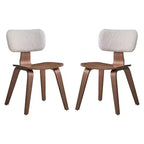 Simple Relax Set of 2 Wooden Side Chairs in Walnut and White