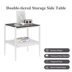 MAYEERTY Lot de 2 tables d'appoint rectangulaires avec plateau en verre trempé, pour salon, verre gris