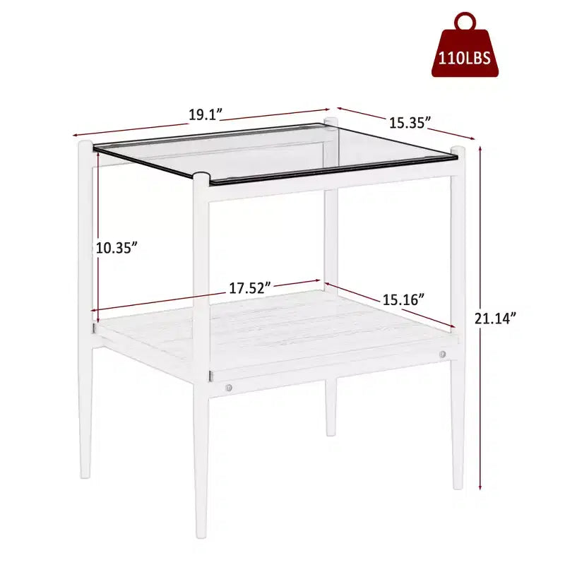 MAYEERTY Lot de 2 tables d'appoint rectangulaires avec plateau en verre trempé, pour salon, verre gris
