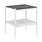 MAYEERTY Lot de 2 tables d'appoint rectangulaires avec plateau en verre trempé, pour salon, verre gris