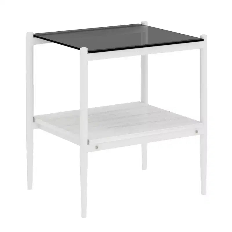 MAYEERTY Lot de 2 tables d'appoint rectangulaires avec plateau en verre trempé, pour salon, verre gris