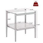 MAYEERTY Lot de 2 tables d'appoint rectangulaires avec plateau en verre trempé, pour salon, verre transparent