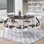 Table à manger ronde de 45,7 pouces avec étagère, hauteur de 30 pouces, design rétro de ferme moderne