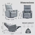 Fauteuil inclinable rotatif électrique pour adulte, fauteuil inclinable rotatif à 270 degrés, petit fauteuil inclinable électrique adapté aux petits espaces