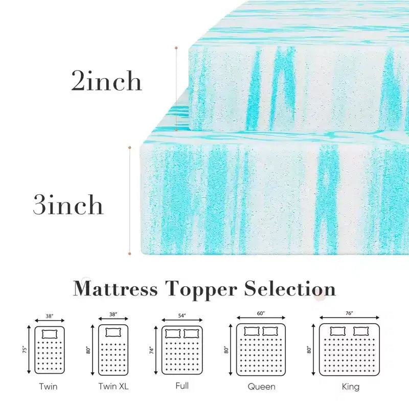Matelas en mousse à mémoire de forme bleu de 7,6 cm (Queen Size) – Confort ultime pour un sommeil de qualité supérieure