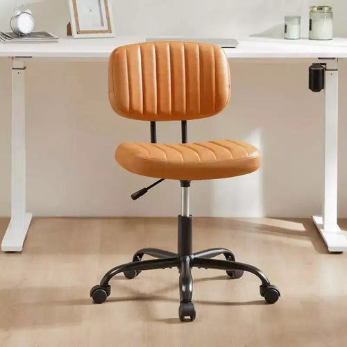 Adjustable Height Task Chair: 360 Swivel, Armless, Rolling Base