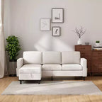 Canapé modulable Mjkone, canapé 3 places en tissu de lin en forme de L avec pouf de rangement