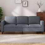 Canapé modulable Mjkone, canapé 3 places en tissu de lin en forme de L avec pouf de rangement