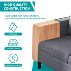 Canapé modulable Mjkone, canapé 3 places en tissu de lin en forme de L avec pouf de rangement