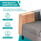Canapé modulable Mjkone, canapé 3 places en tissu de lin en forme de L avec pouf de rangement
