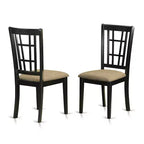 Ensemble de table à manger en bois d'hévéa avec 6 chaises rectangulaires pour salle à manger/cuisine, noir