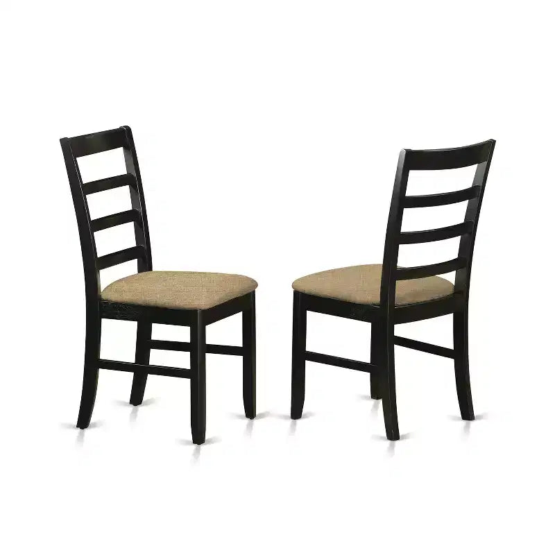 Ensemble de salle à manger 3 pièces HomeStock, table ronde, chaises en lin, cerisier noir